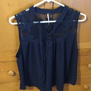 Free People Navy Top